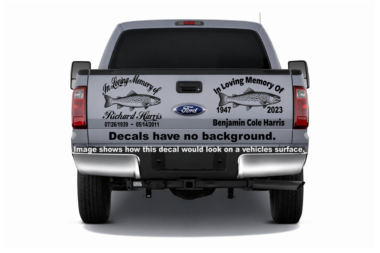 In Loving Memory – Fisherman Trout Sticker Decal Fishing Memorial Personalized |