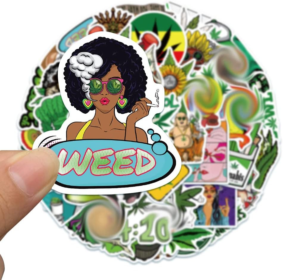 200 PCS Vinyl Waterproof Weed Stickers Aesthetic for Adults – Cool Funny DIY