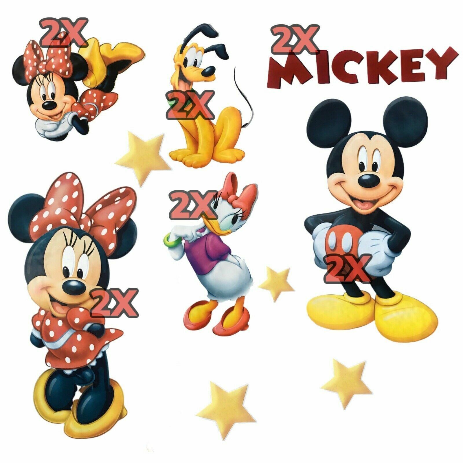34Piece Mickey Minnie Mouse Removable Sticker Wall Decals for Boys & Girls Room