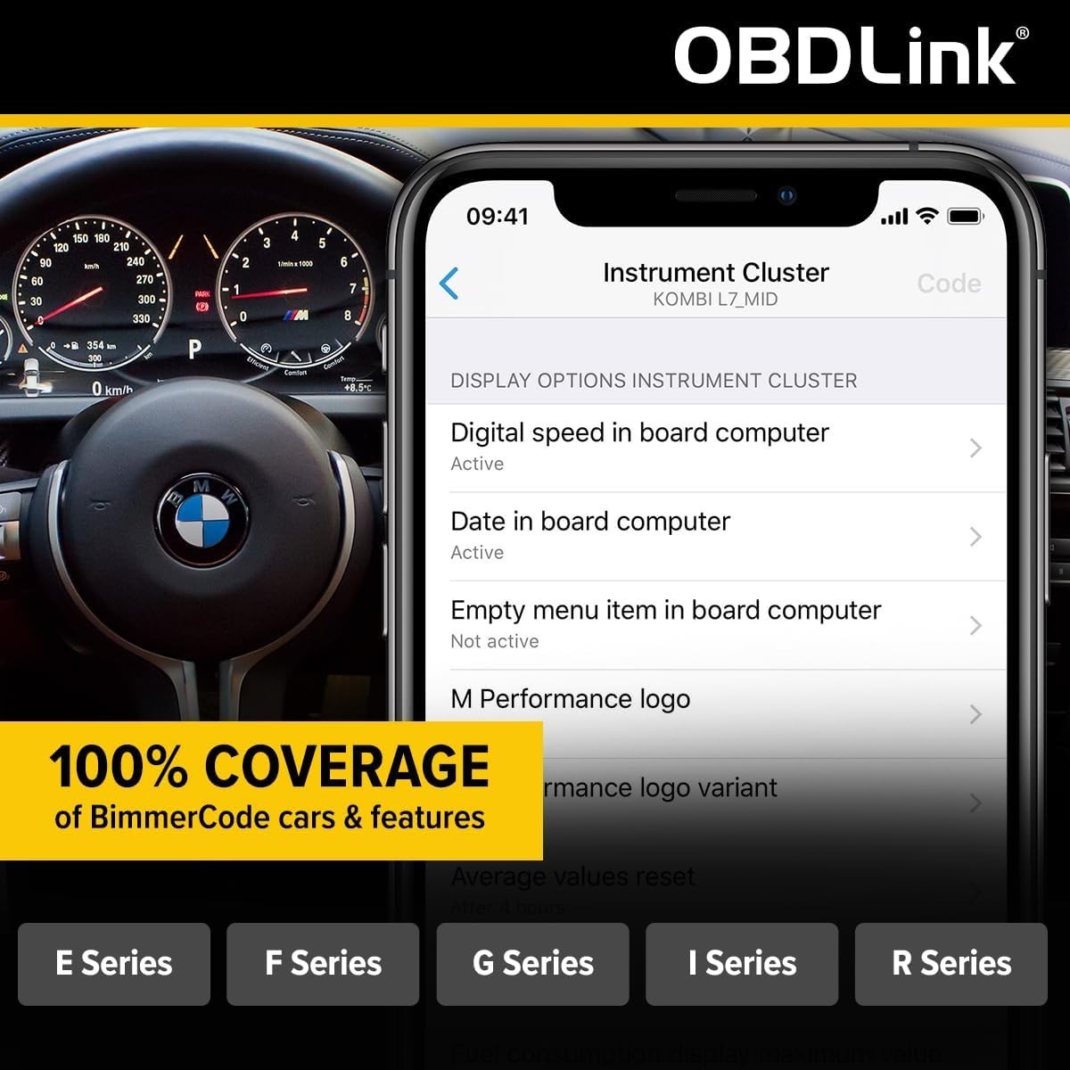 CX Bimmercode Bluetooth 5.1 OBD2 Adapter for BMW/Mini, Works with iPhone/iOS & A