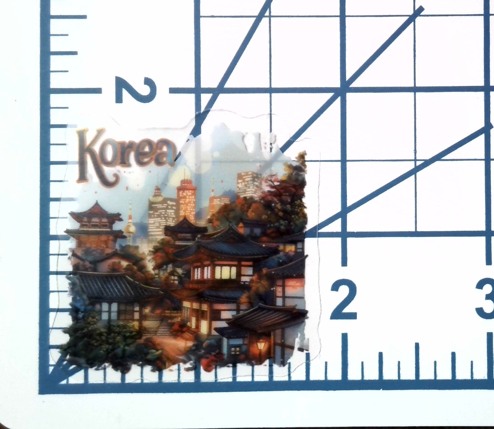Korea Hanok Traditional Village Seoul Skyline Die Cut Clear Asian Vinyl Sticker