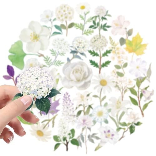 200pcs PET Flower Stickers for Water Bottles, Waterproof Transparent #2
