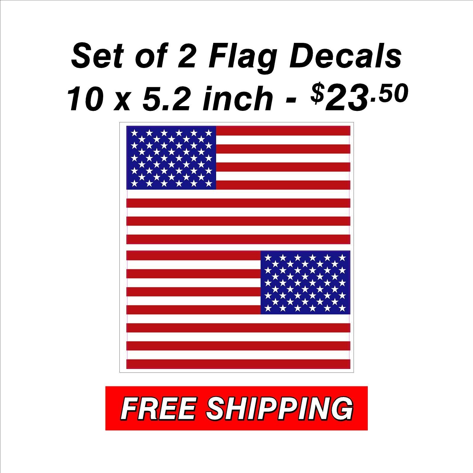 Set of Right and Left American Flag Stickers
