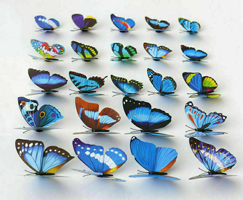 24pcs Multicolor Artificial Butterflies with Magnet Home Decorations Accessories