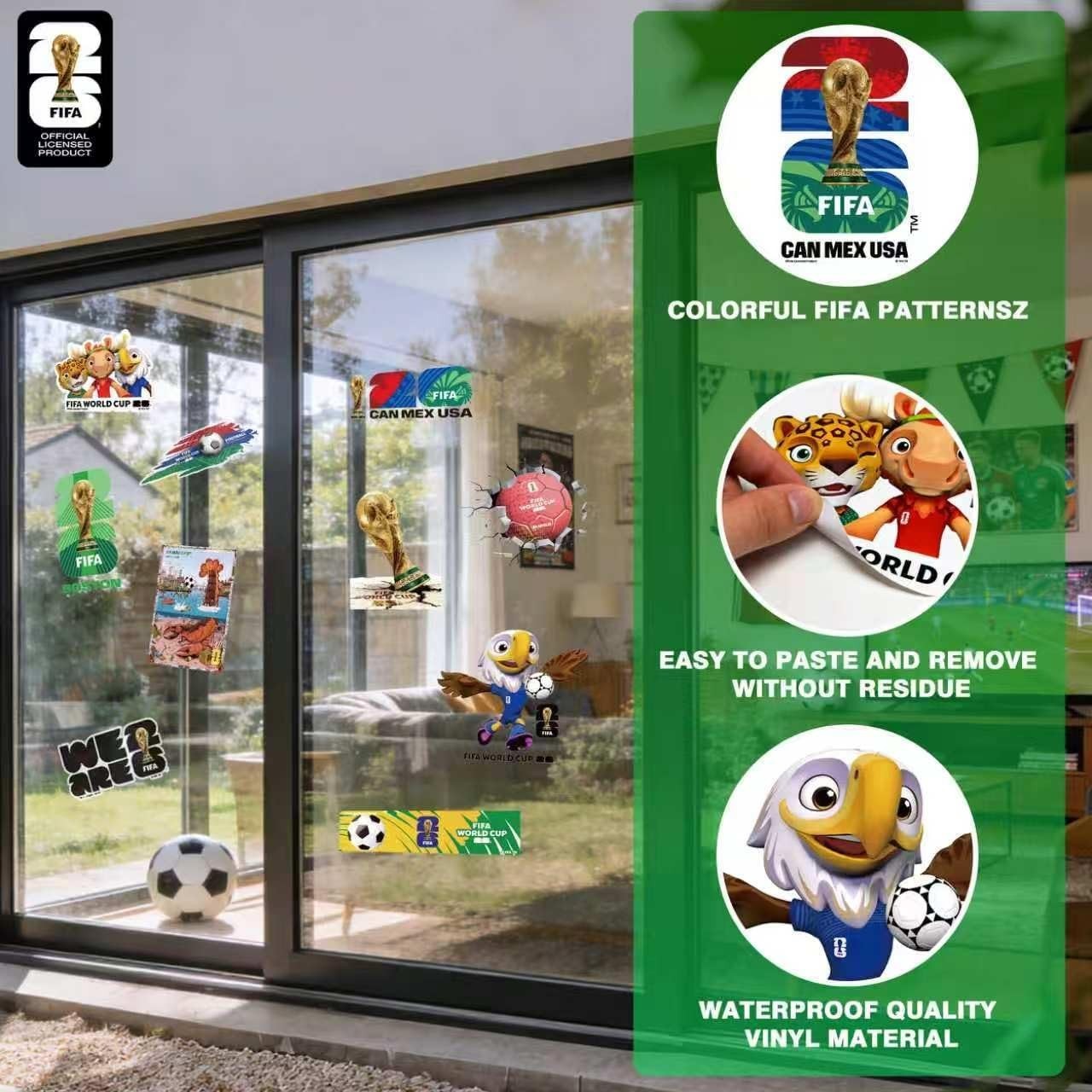 6 PCS Pack – FIFA World Cup 2026 Theme Car Stickers – Design Varies – Soccer Fan