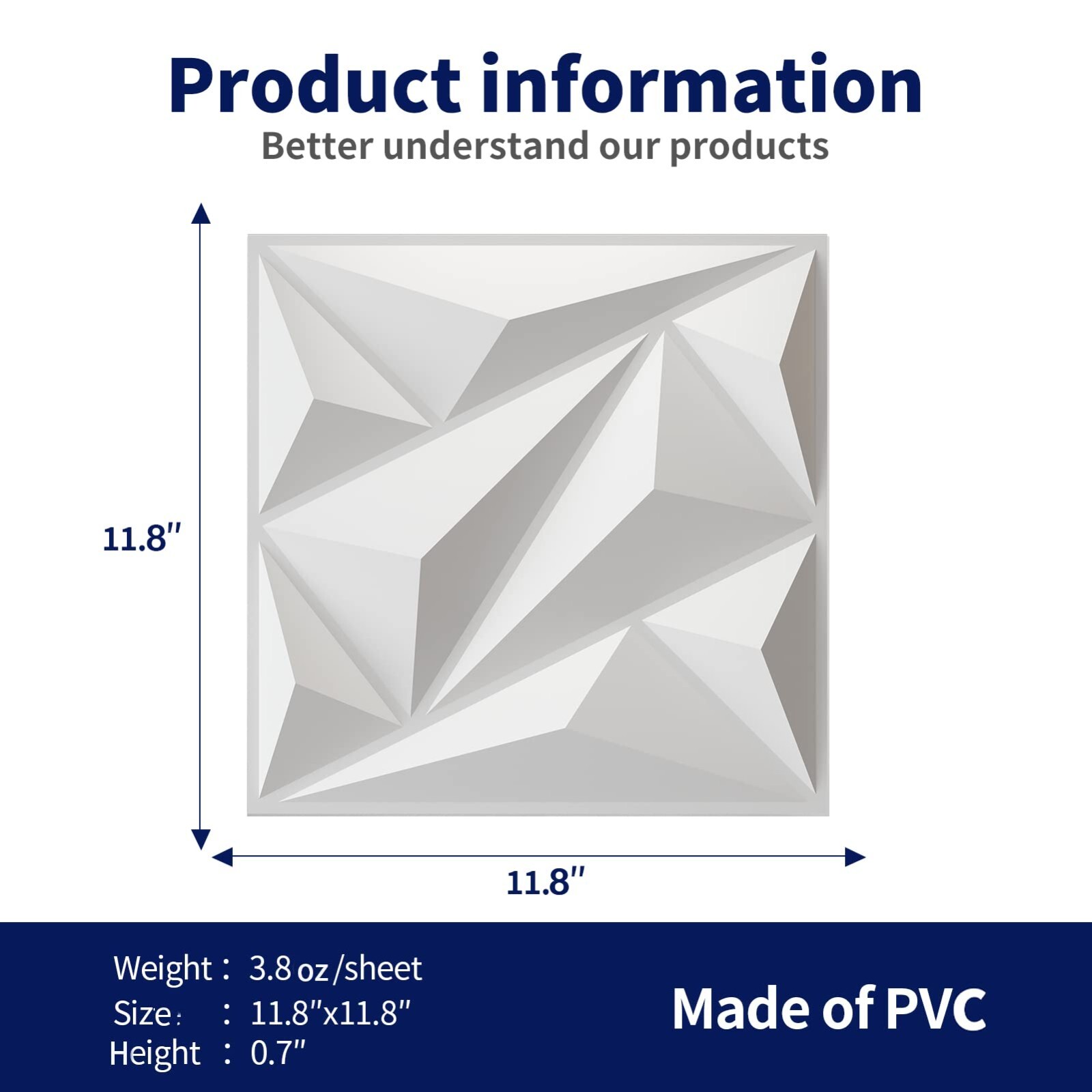 Art3d 33 Pack 3D Wall Panel Diamond for Interior Wall Décor, 12×12" Cover 32 Sq