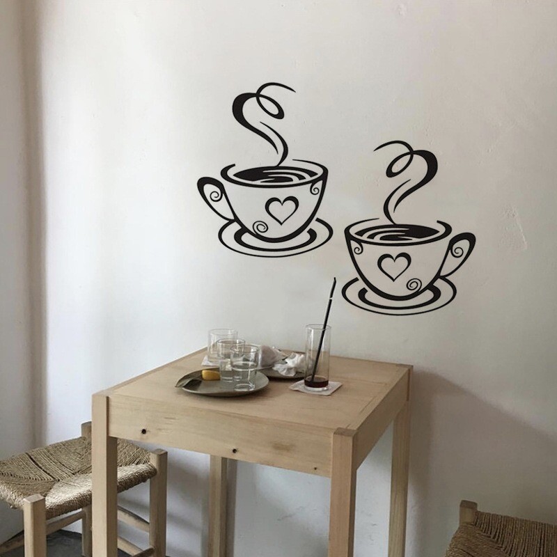 Coffee Mugs Wall Stickers Kitchen Decor Tea Decal Vinyl Wall Art