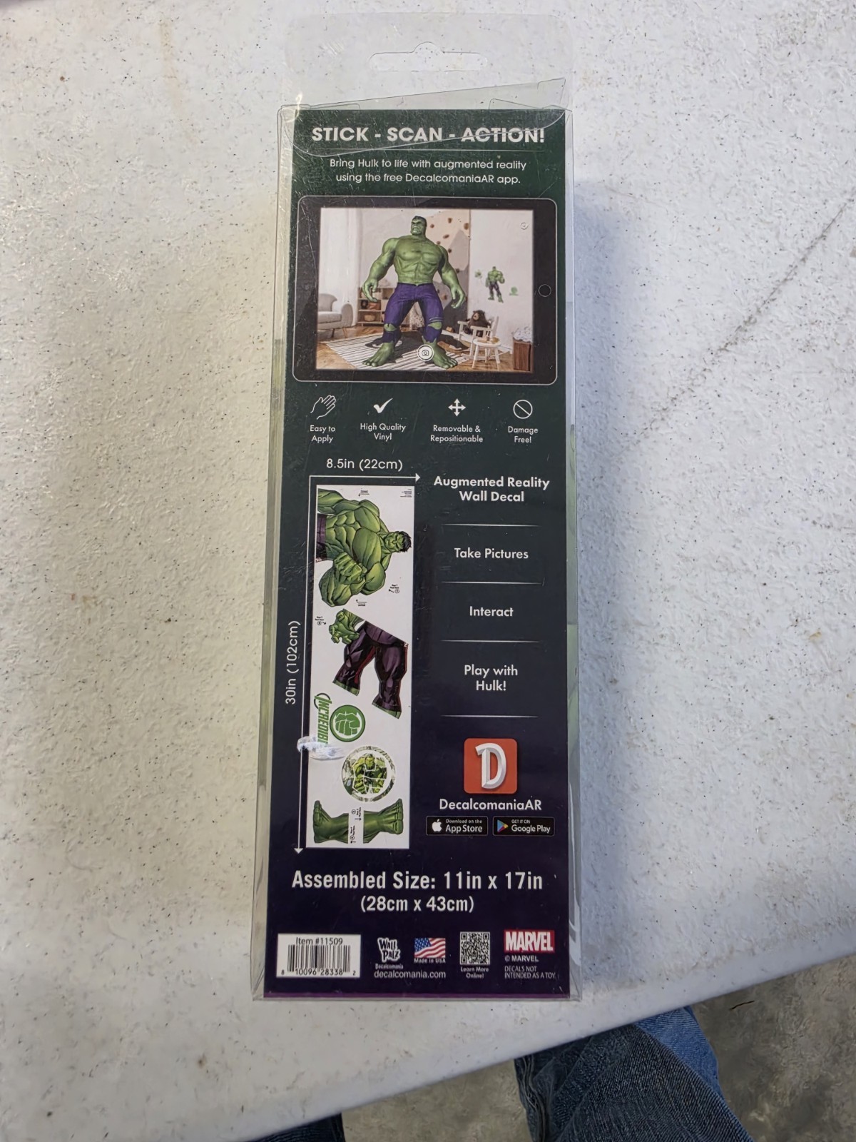 NEW Marvel Hulk Augmented Reality 11×17 Wall Decal Sticker DecalcomaniaAR