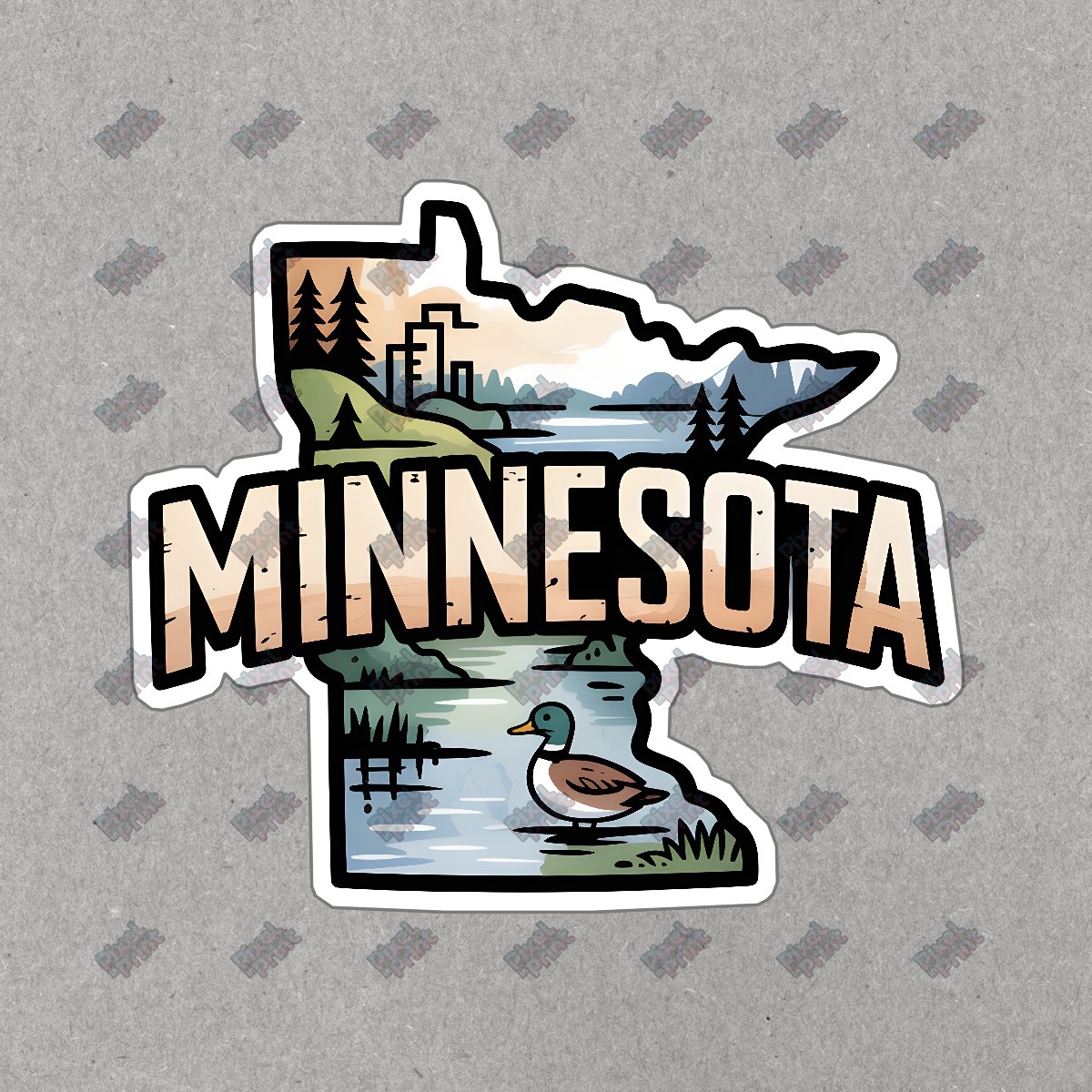Minnesota State Vinyl Sticker Decal Rustic Nature & Urban Design, #9134