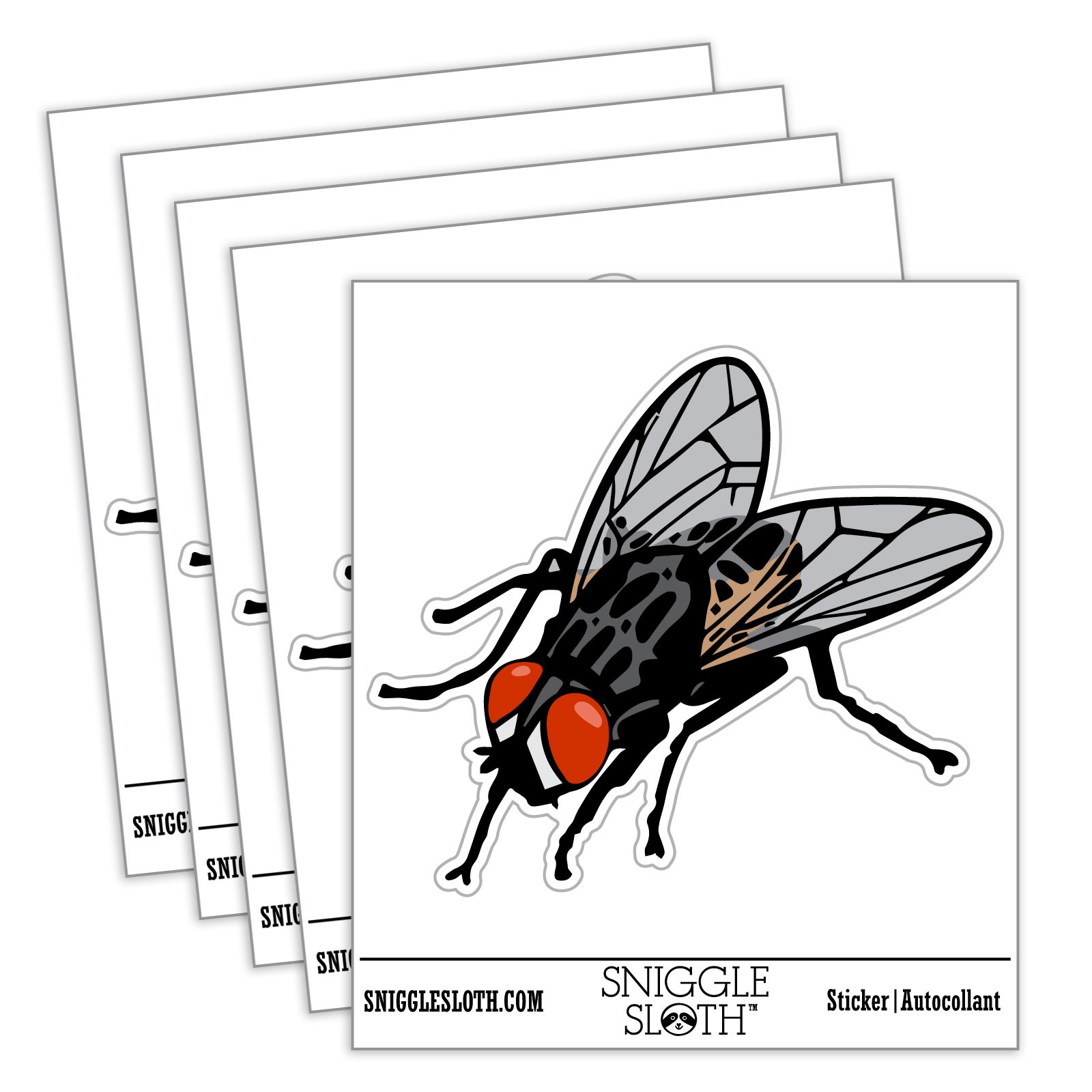 Realistic Housefly Bug Insect Pest Waterproof Vinyl Decal Sticker Set – 5 Pack