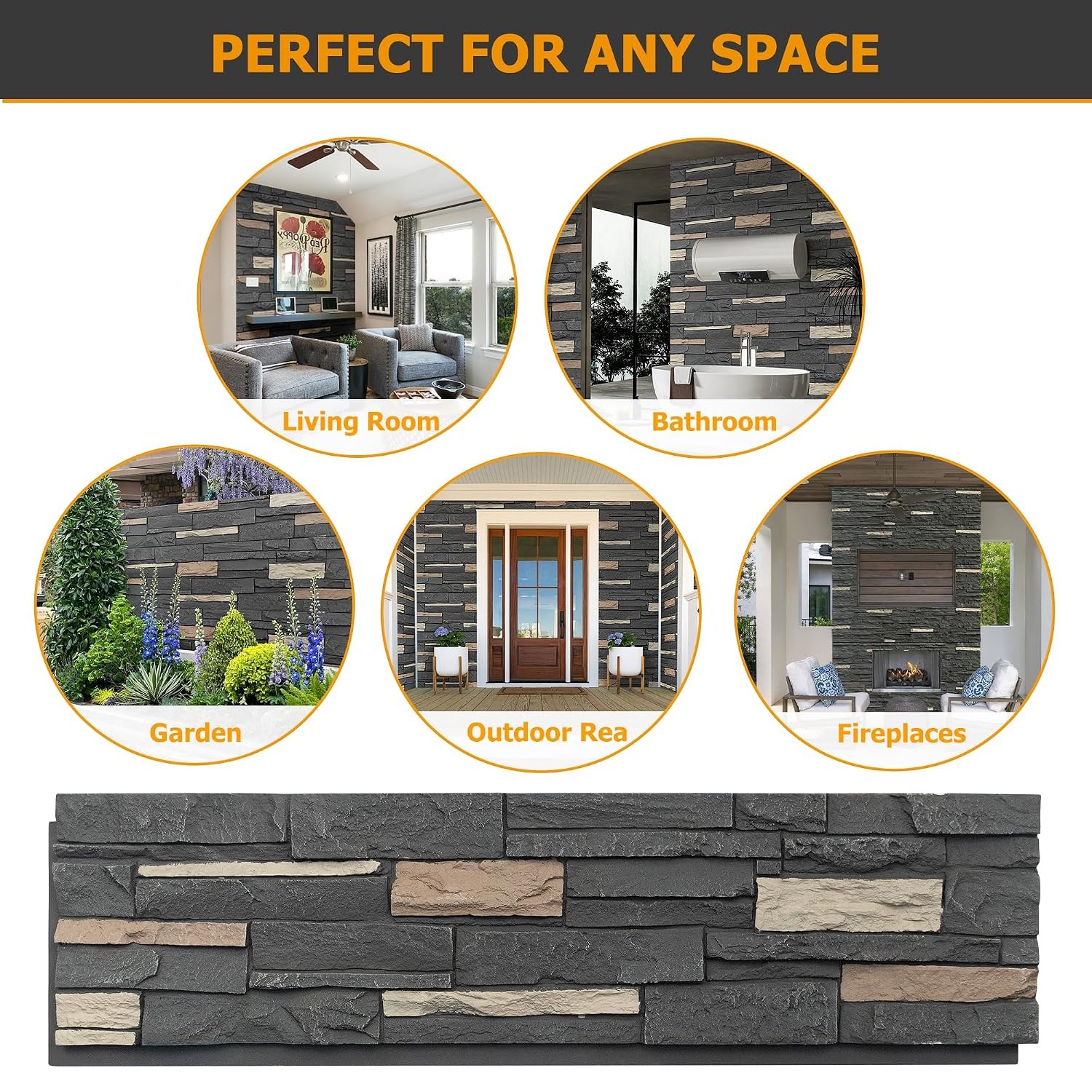 1-Pack Faux Stone Wall Covering Panels Interior & Exterior Decor PU Stone Veneer