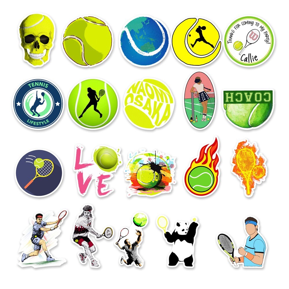 50 Pcs Stickers Tennis Sports Fridge Luggage Skateboard Car Laptop Water bottle