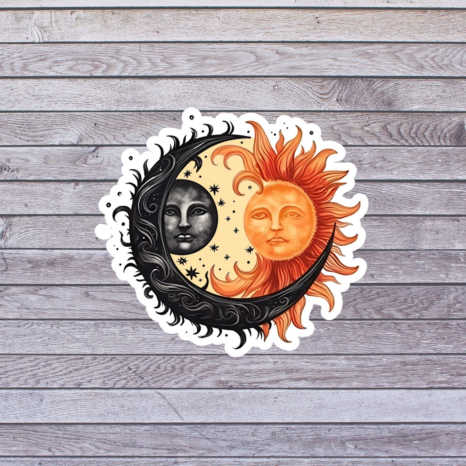 Sun Moon Sticker Vinyl Decal Celestial Balance Day Night Astrology