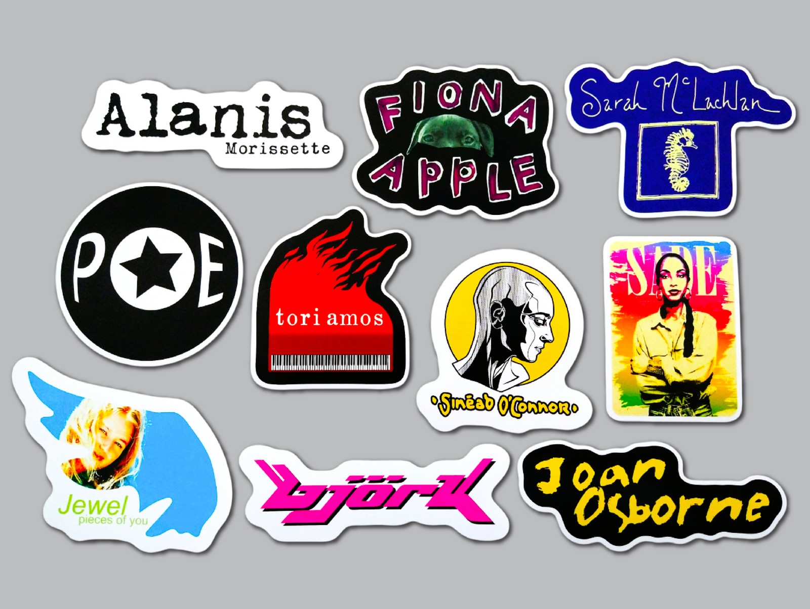 Women Of The 90's Sticker Lot (10 Pack) SET 1 fiona apple bjork jewel sade rock