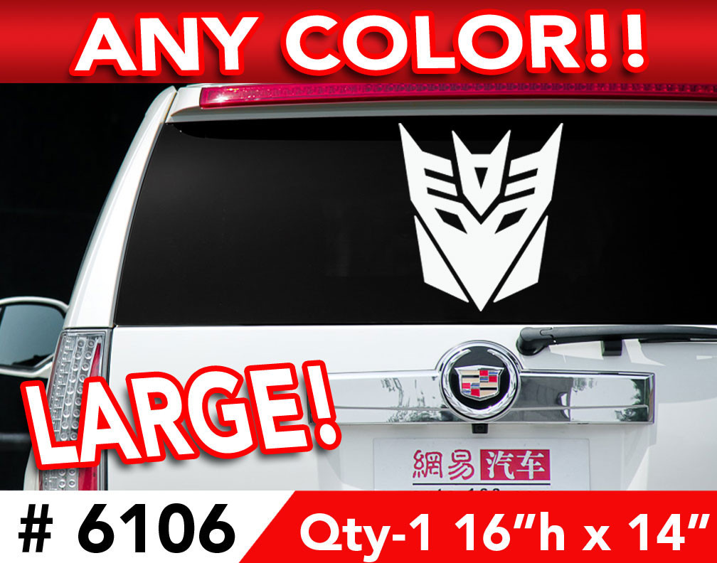TRANSFORMERS DECEPTICON LARGE DECAL STICKER 16"h x14" Any 1 Color