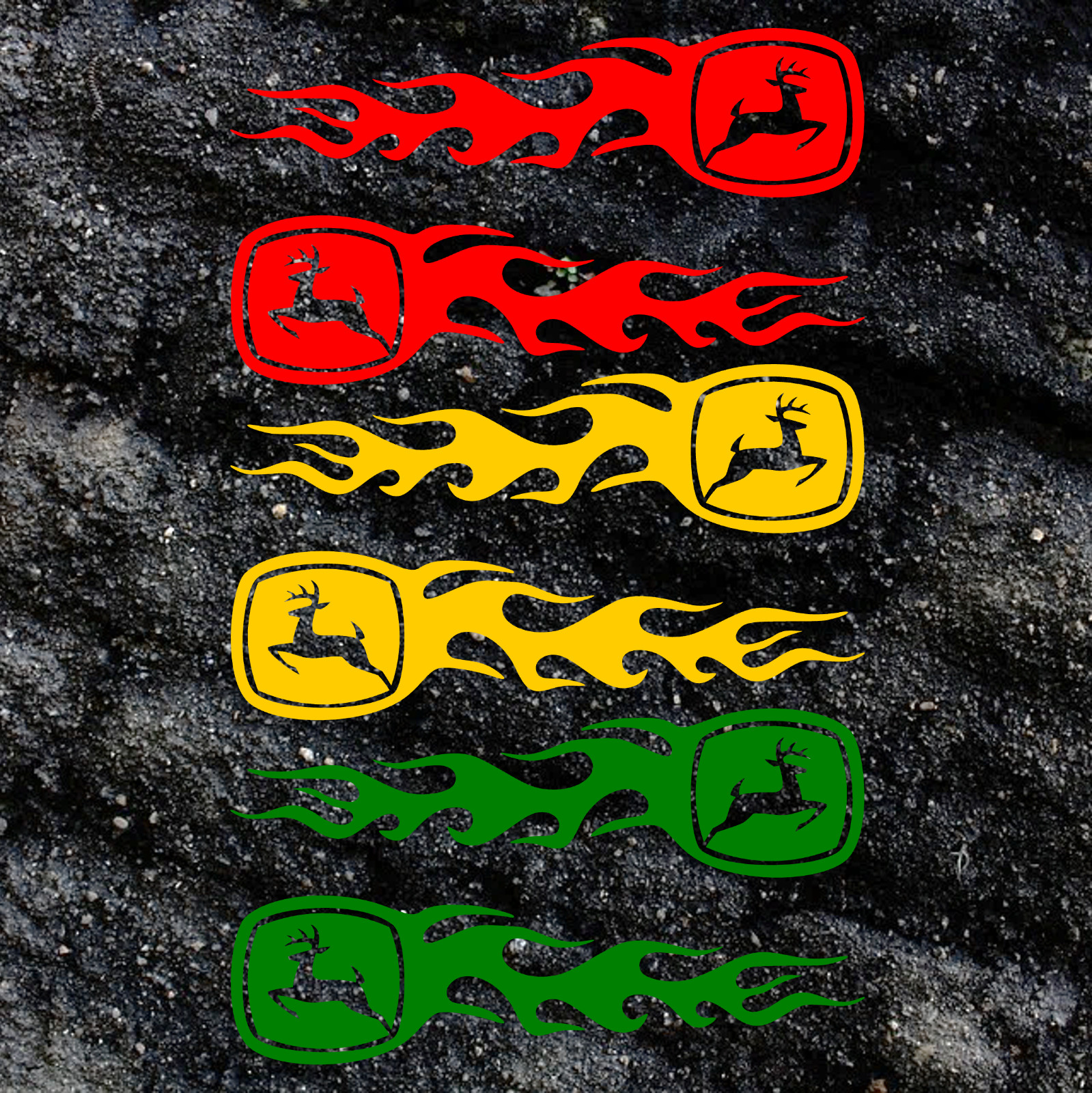 JOHN DEERE Logo Flame AgriSpec Exterior Vinyl Decal (Pack of 2)