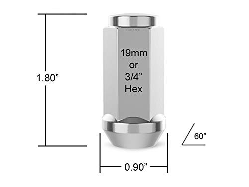 24pcs Bulge Closed End Lug Nuts – 1/2×20 Threads, Cone Seat – Installs with 3/4