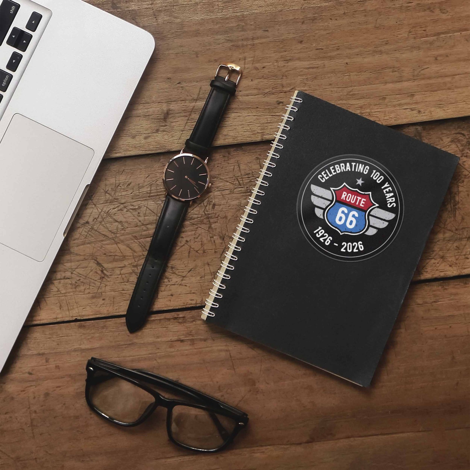 100th Anniversary Route 66 Sticker – Black Circle