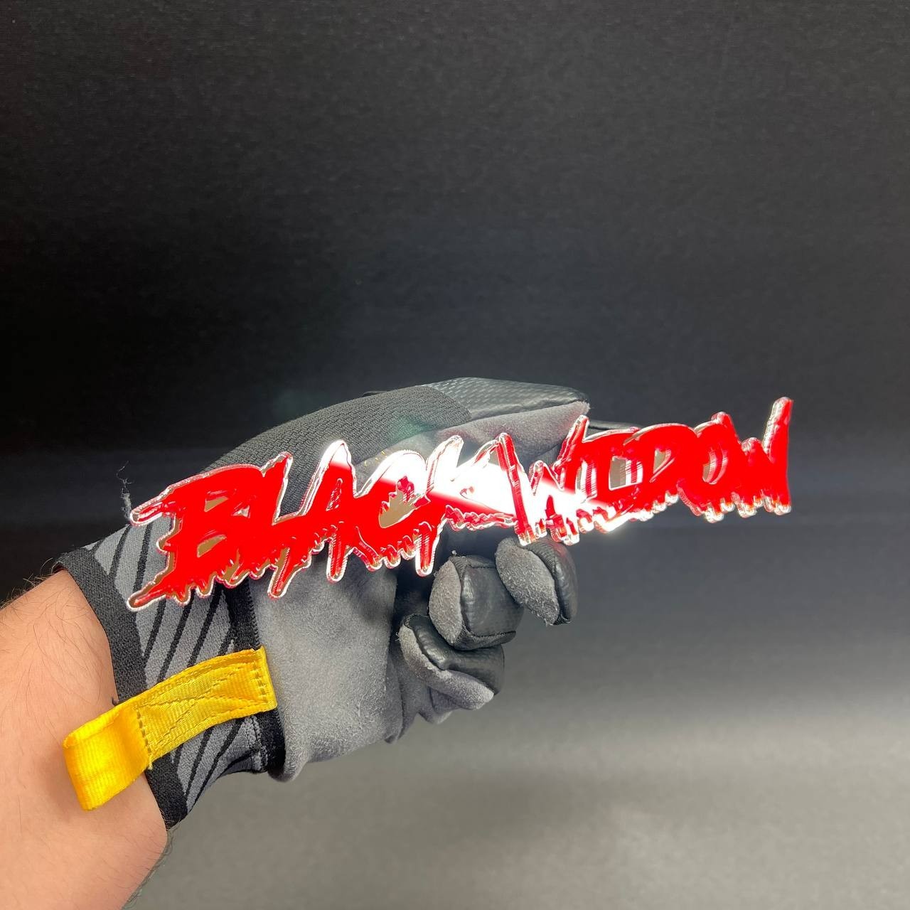 1x Black Widow Custom Text 3D Acrylic Car Emblem Badge Multicolor Laser Cut