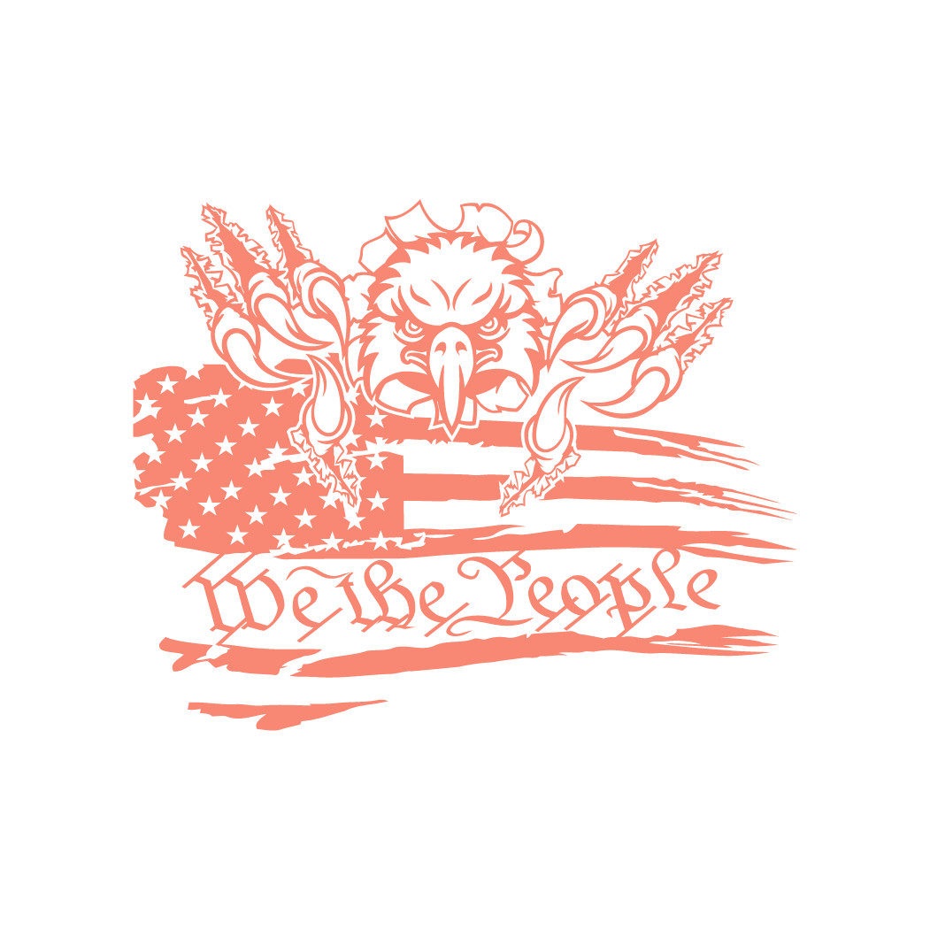American USA Distressed Flag With Eagle & We The People Automotive Die Cut Decal