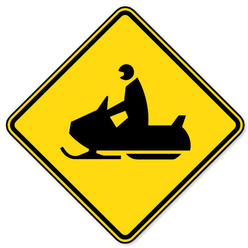 Snowmobile Crossing Warning sign sticker decal 4" x 4"