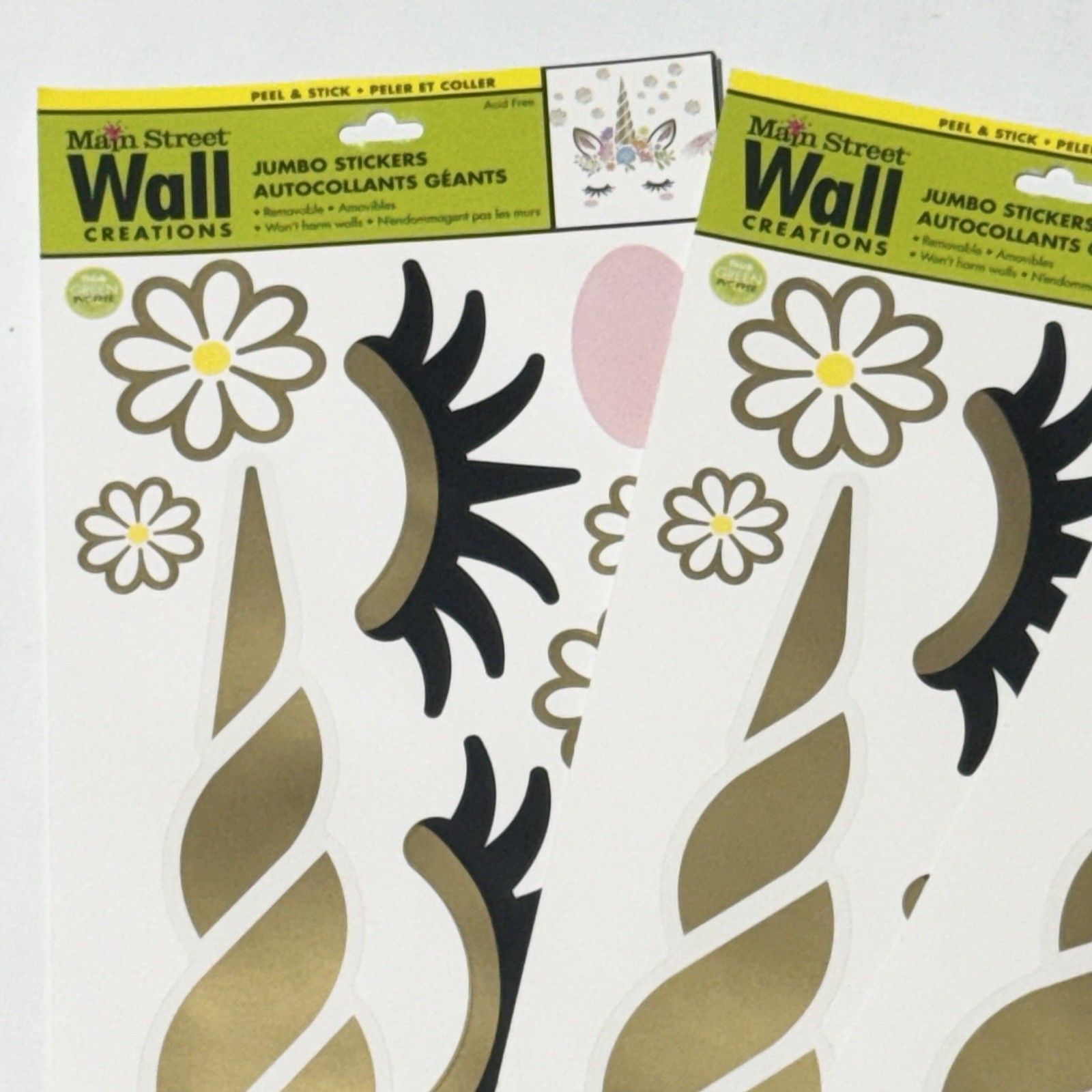 Main Street Wall Creations Jumbo Stickers "Peaceful Unicorn" Lot of 5