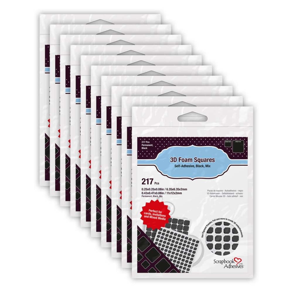 by 3L, Pre-Cut 3D Foam Square, Black (Pack of 10) (01615-MP)