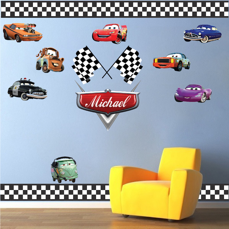 Cars Wall Decal Mural Disney Pixar Animation Mater Lightning McQueen Sally, b43