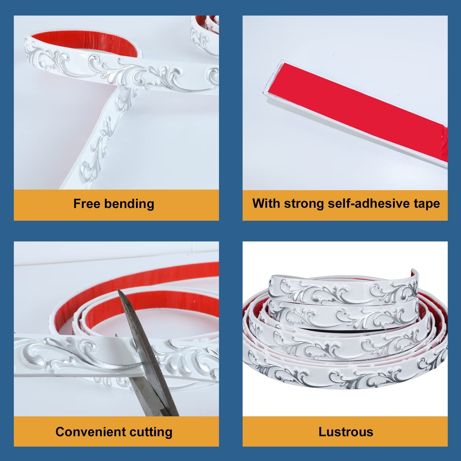 Flexible Molding Trim Wall Trim Self Adhesive, Peel and Stick Mirror Frame Bo…