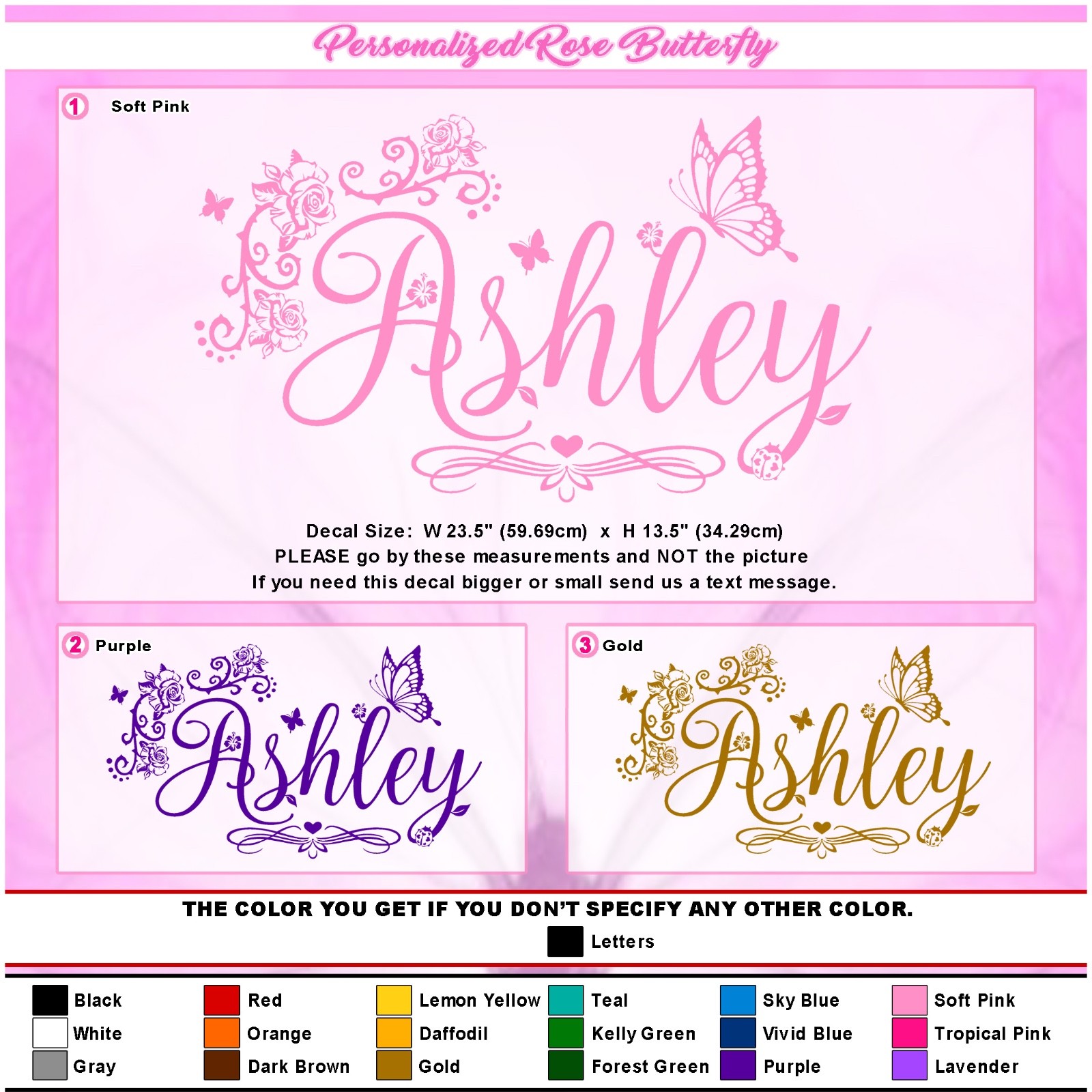 Personalized Custom Name Butterfly Flower Wall Art Decor Heart Sticker Decal 154