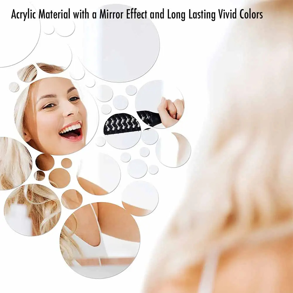 Round Acrylic Mirror Wall Stickers Self Adhesive Small Circle Dots Room Decor
