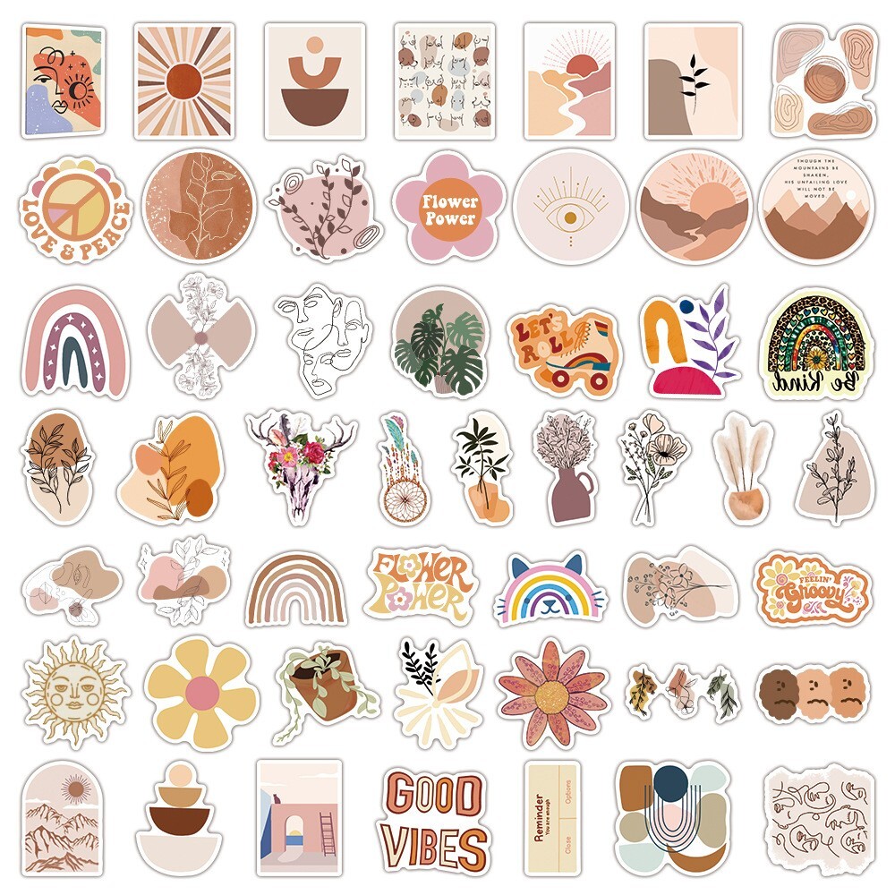 200pcs Retro Cottagecore Vintage Vinyl Sticker Waterproof Decal，#106107186