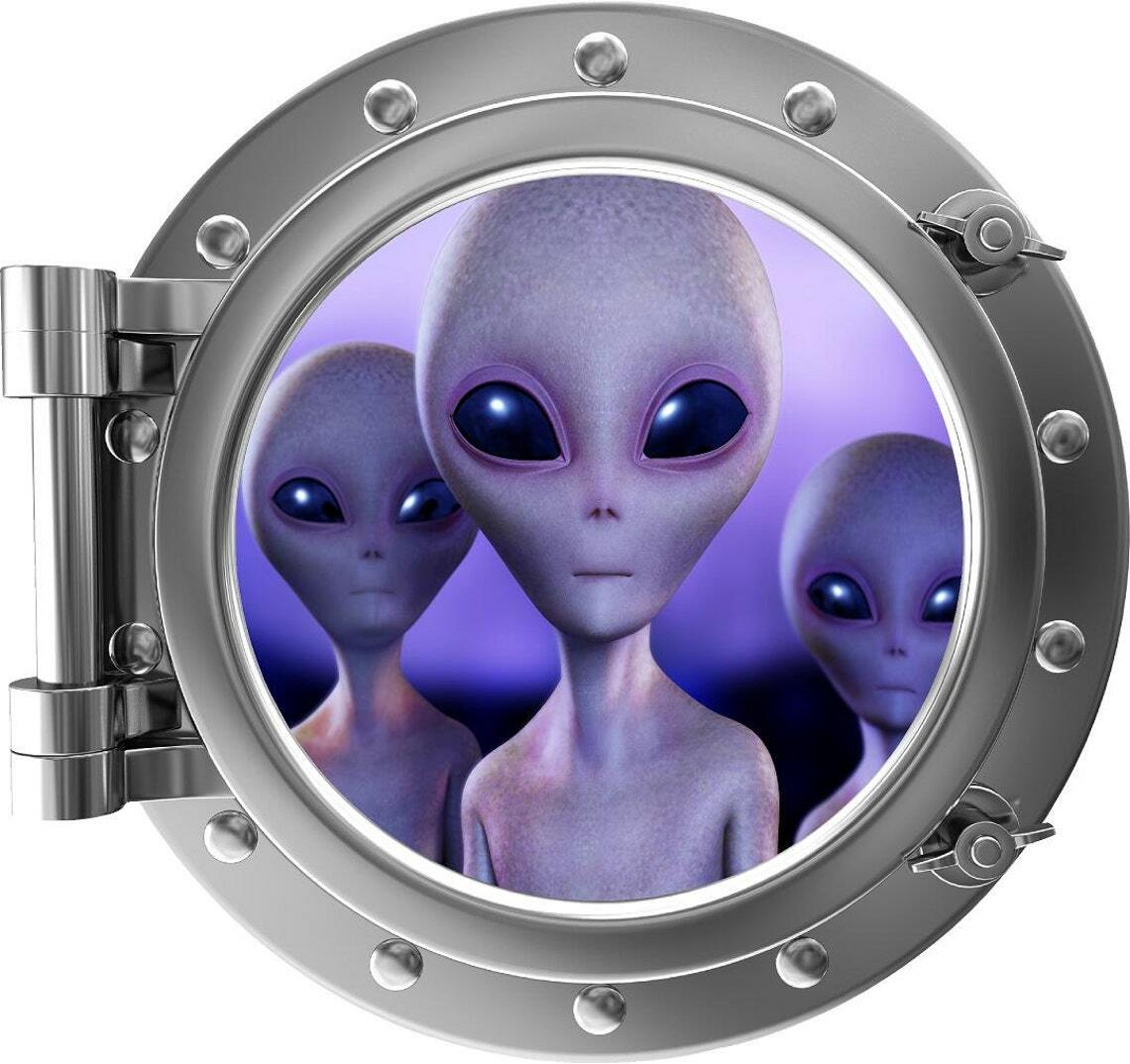 PortScape Aliens 3 Space Porthole Window Wall Decal Removable Vinyl Wall Sticker