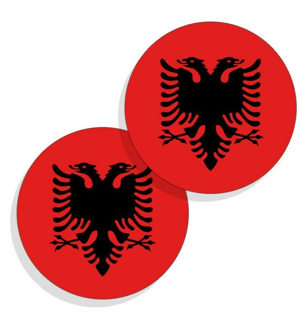 Albania Flag Stickers Flag Decals Vinyl Indoor Outdoor Stickers Round Set of 4