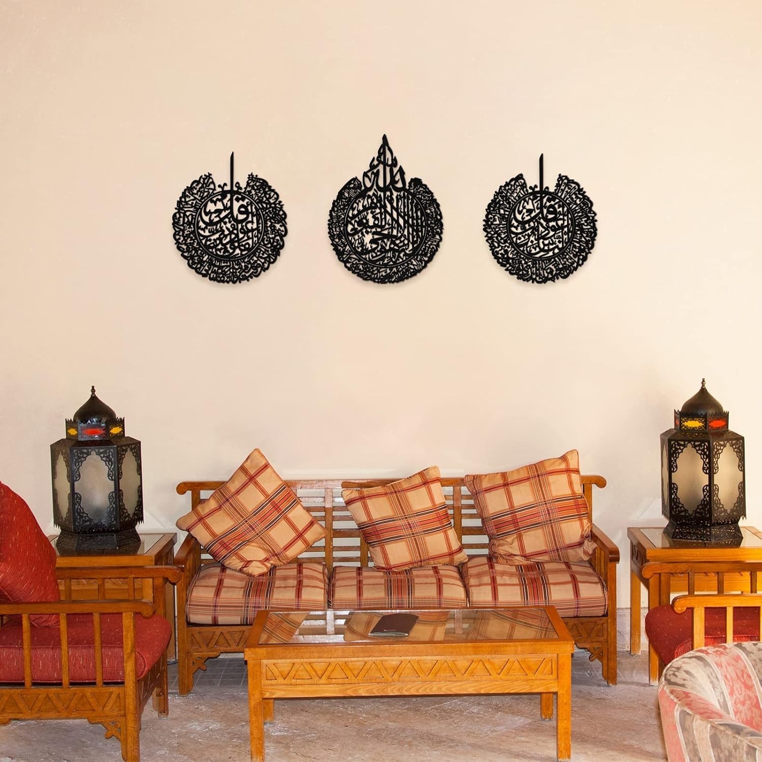 Islamic Wall Decor 3 Pieces Wooden Calligraphy Art for Home Bedroom