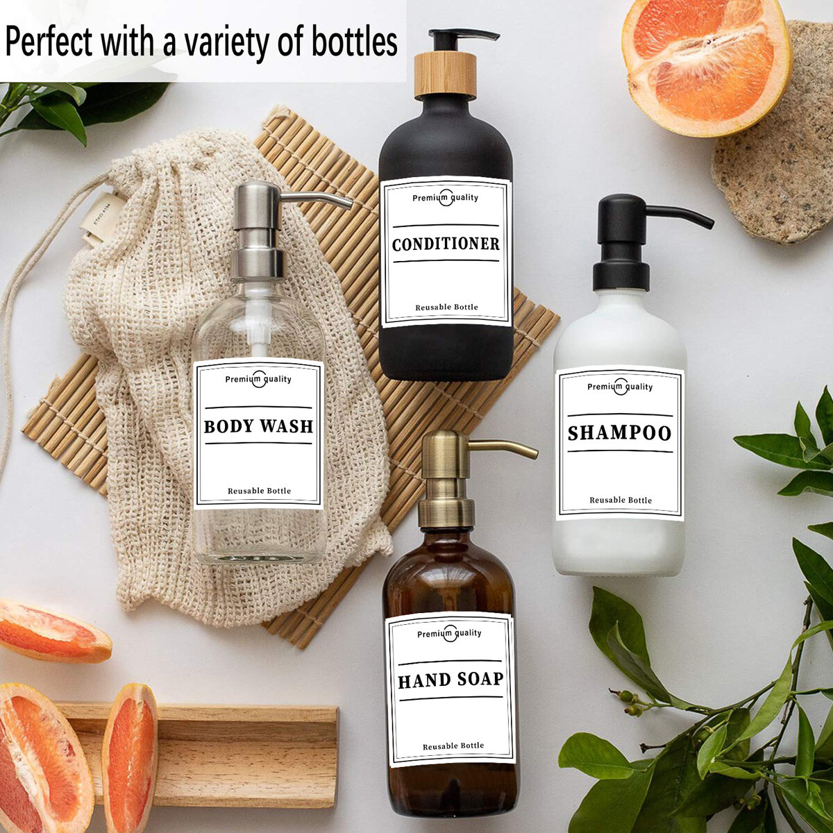 Shampoo Bottle Label Sticker Waterproof Body Wash Lotion Hand Dish Soap Decal