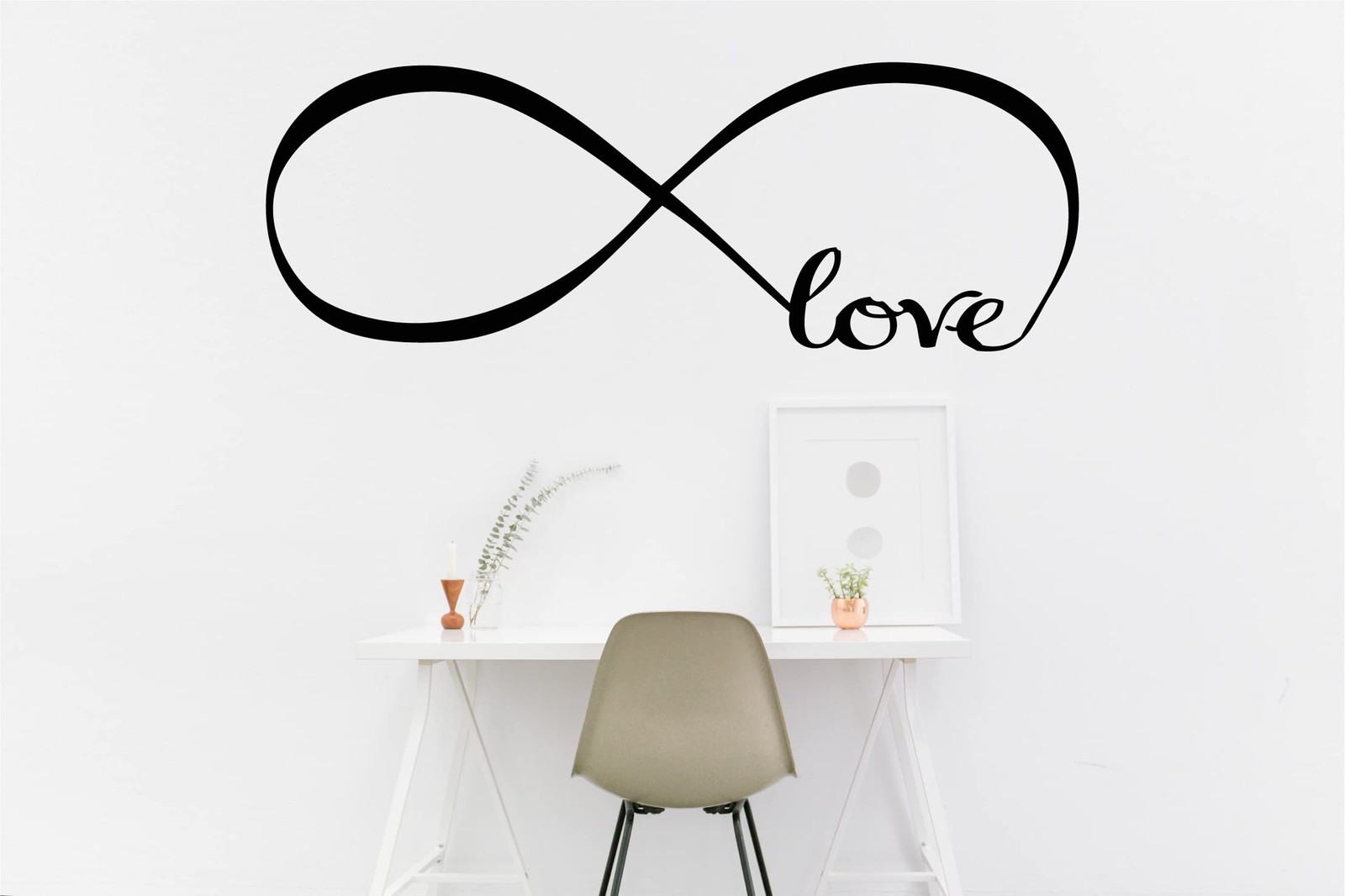 Wall Stickers Bedroom Decor Infinity Symbol Word Love Vinyl 7" X 22", Black