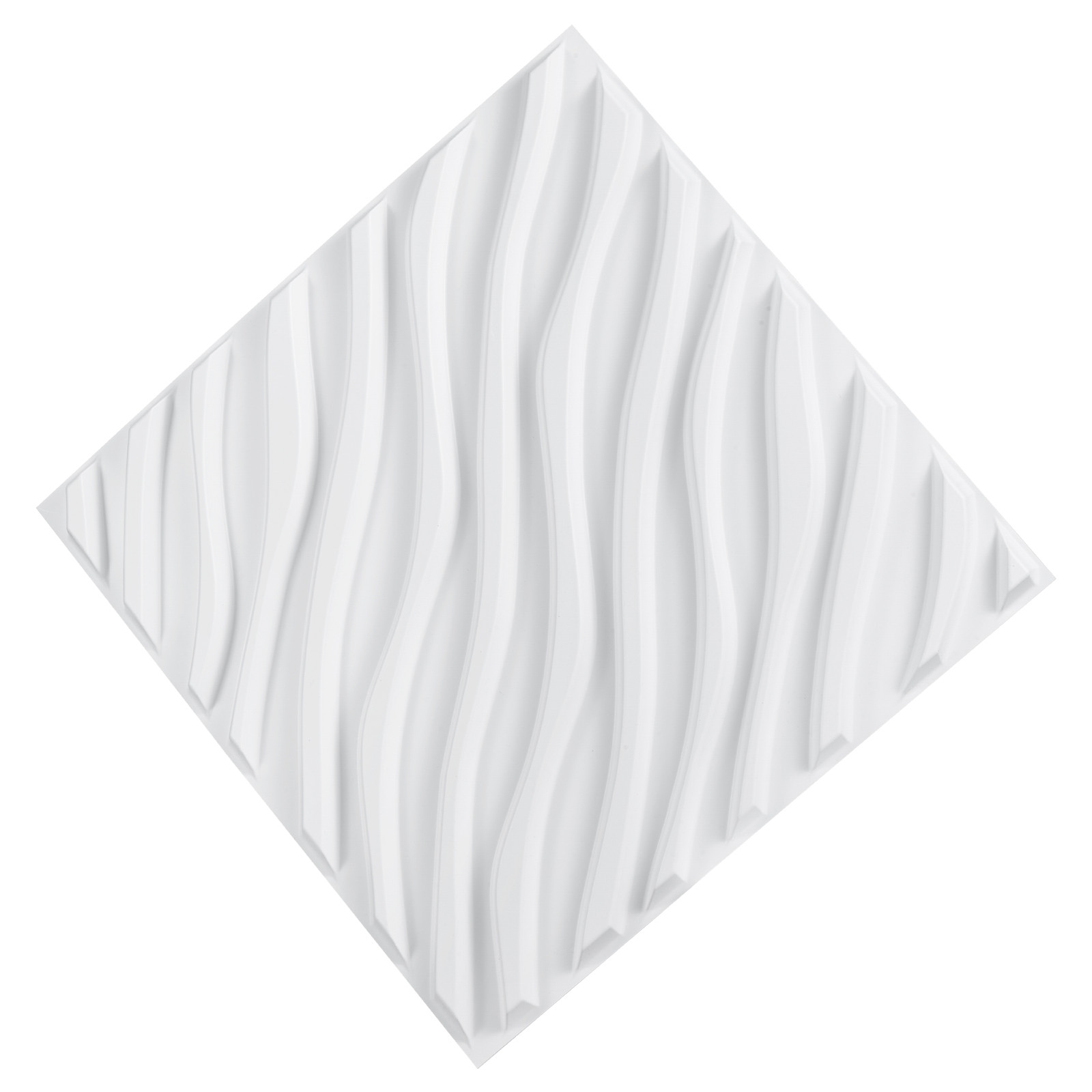 3D Wall Panels 12-Pack 19.7 x 19.7 inch PVC 32 Sq.Ft Coverage Wave Matte White