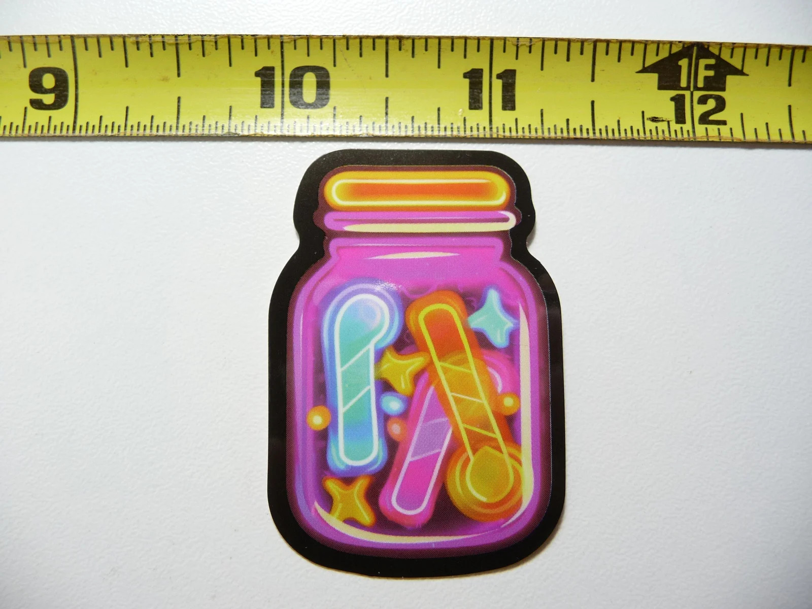 JAR OF CANDY SMALL STICKER DECAL NEON STYLE FUN COLORFUL DECO FUNNY
