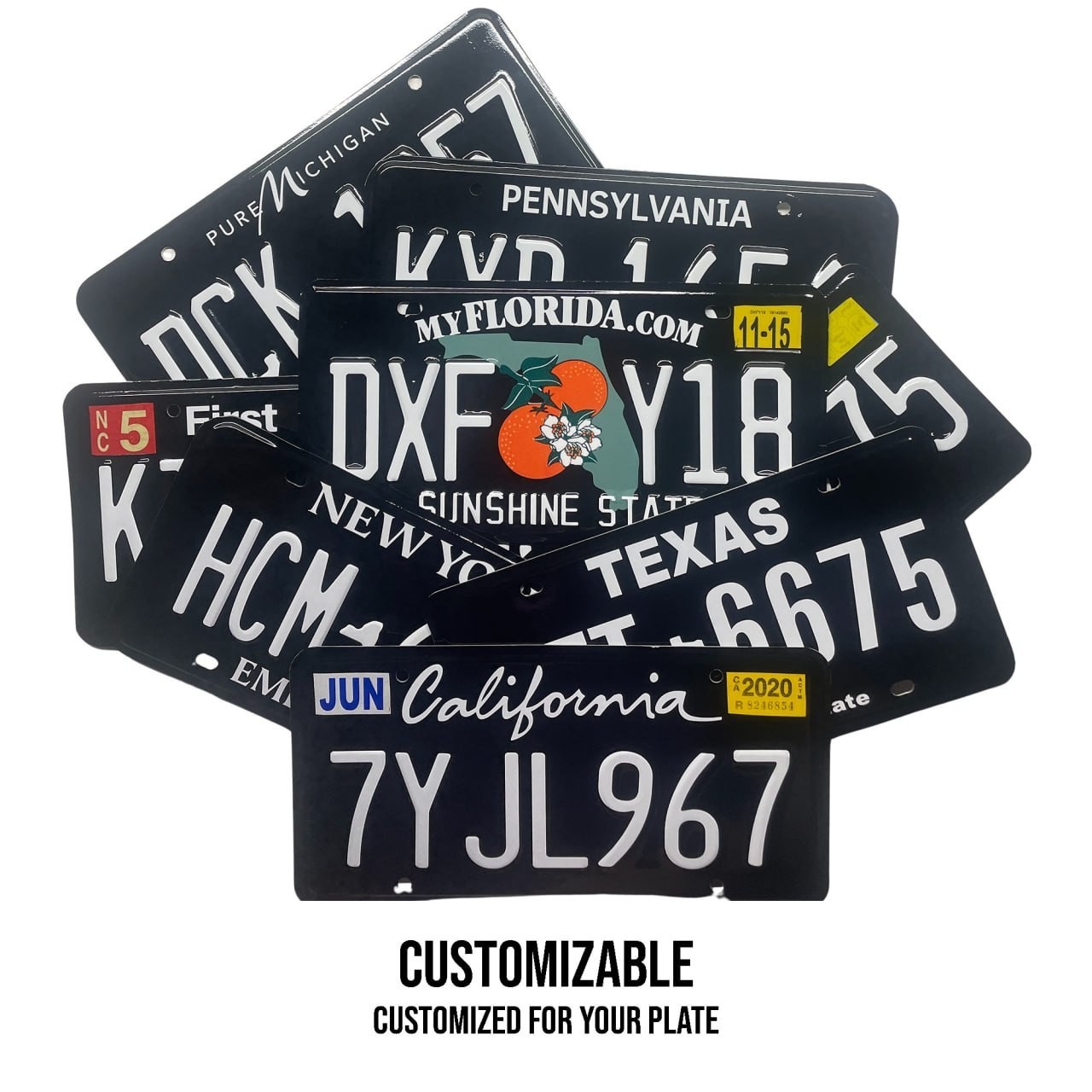 California CA Motorcycle Plate Wrap DIY Kit White, Yellow Red Reflective