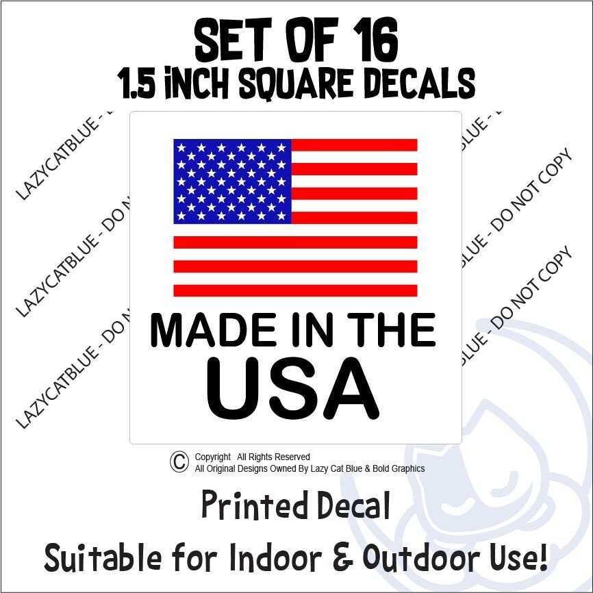 16-1.5" Made in USA Flag Decal Vinyl Sticker United States Stars Stripes America
