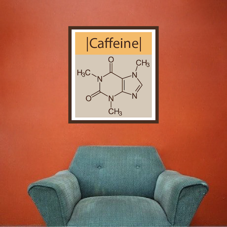 Caffeine Molecule Wall Mural Decal Vinyl Coffee Shop Art Science Wallpaper, c82