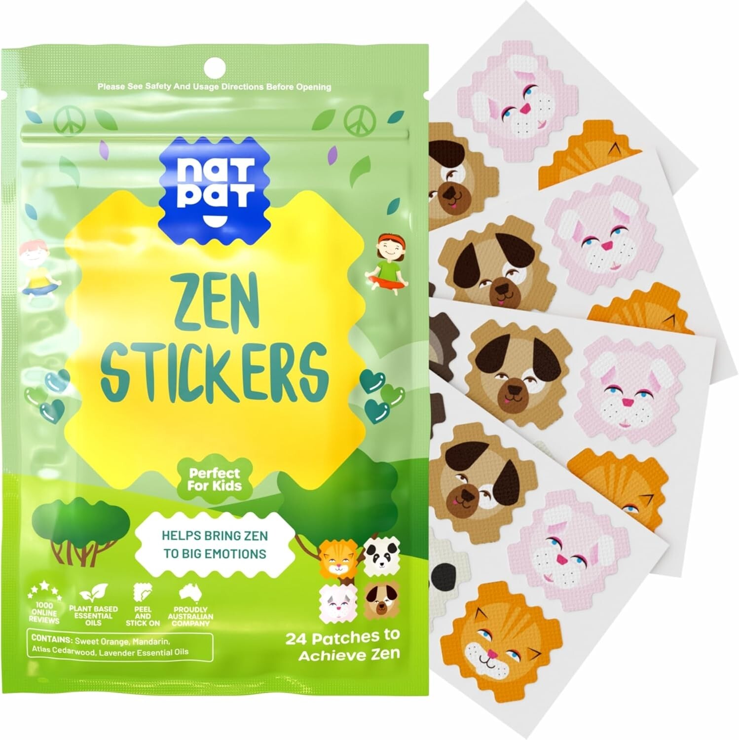 Calming Mood Support Stickers – 24 Chemical-Free Zen Patches for All Ages
