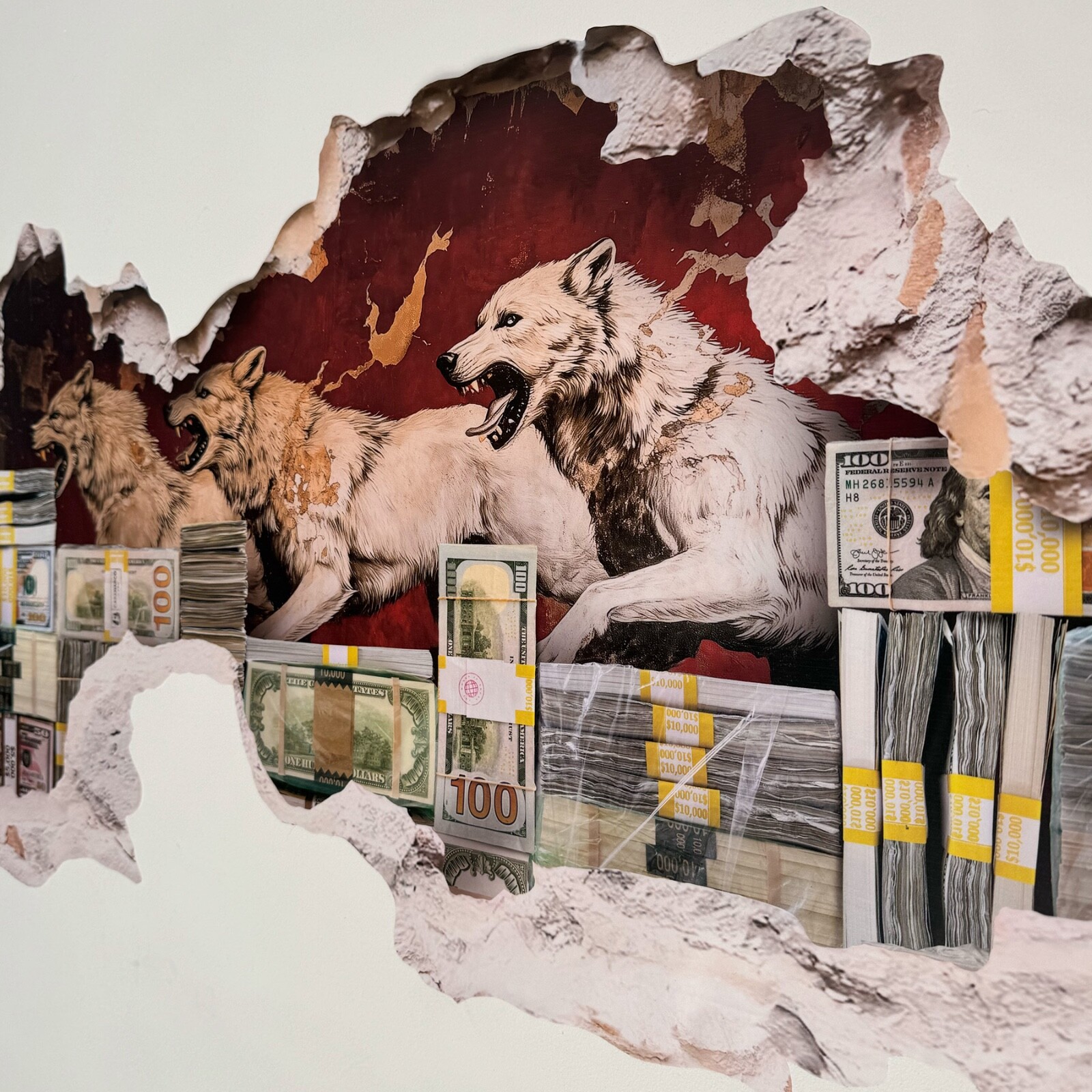 Wolf Money Wall Hungry for Success Decal Hustle Mindset Breakthrough