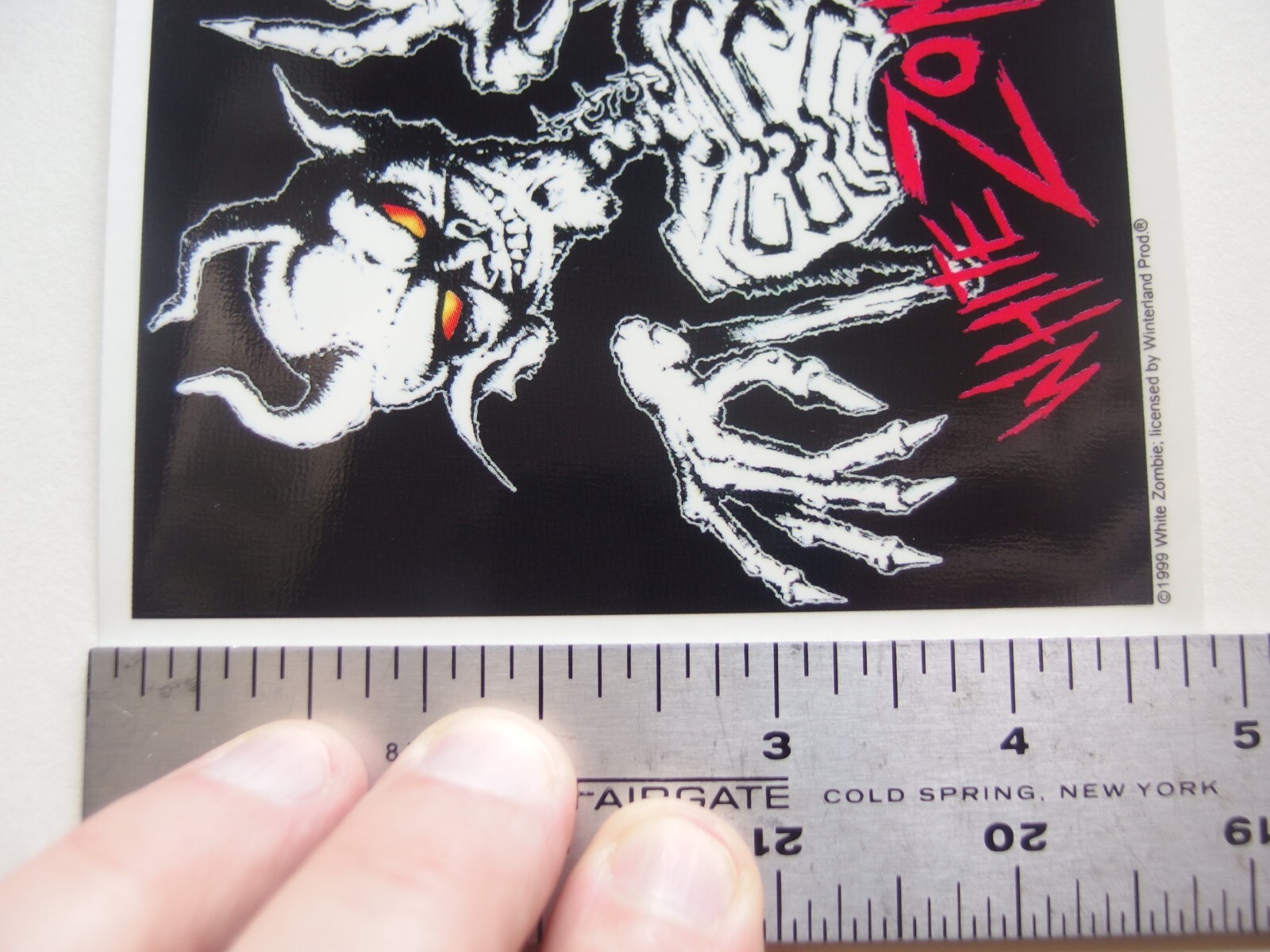 💀 Vintage White Zombie Devil Skeleton Sticker 1999 4.25" x 4.875" Rob Zombie
