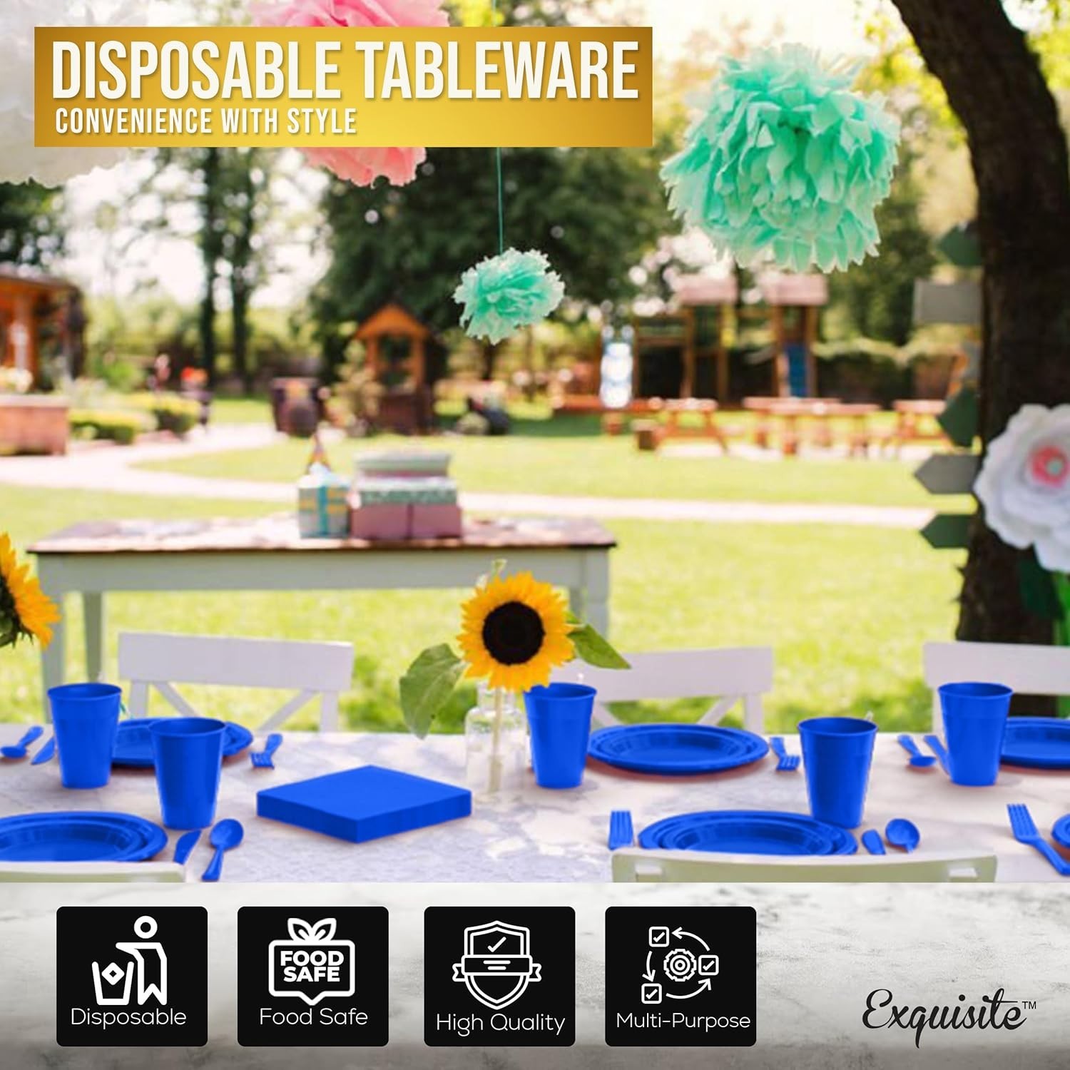 350 Pcs Dark Blue Plastic Plates For Party, Dark Blue Disposable Plates Set, …