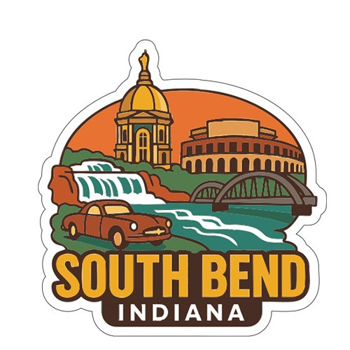 South Bend Indiana Sticker Decal Vinyl Die-Cut City Skyline Landmark Design