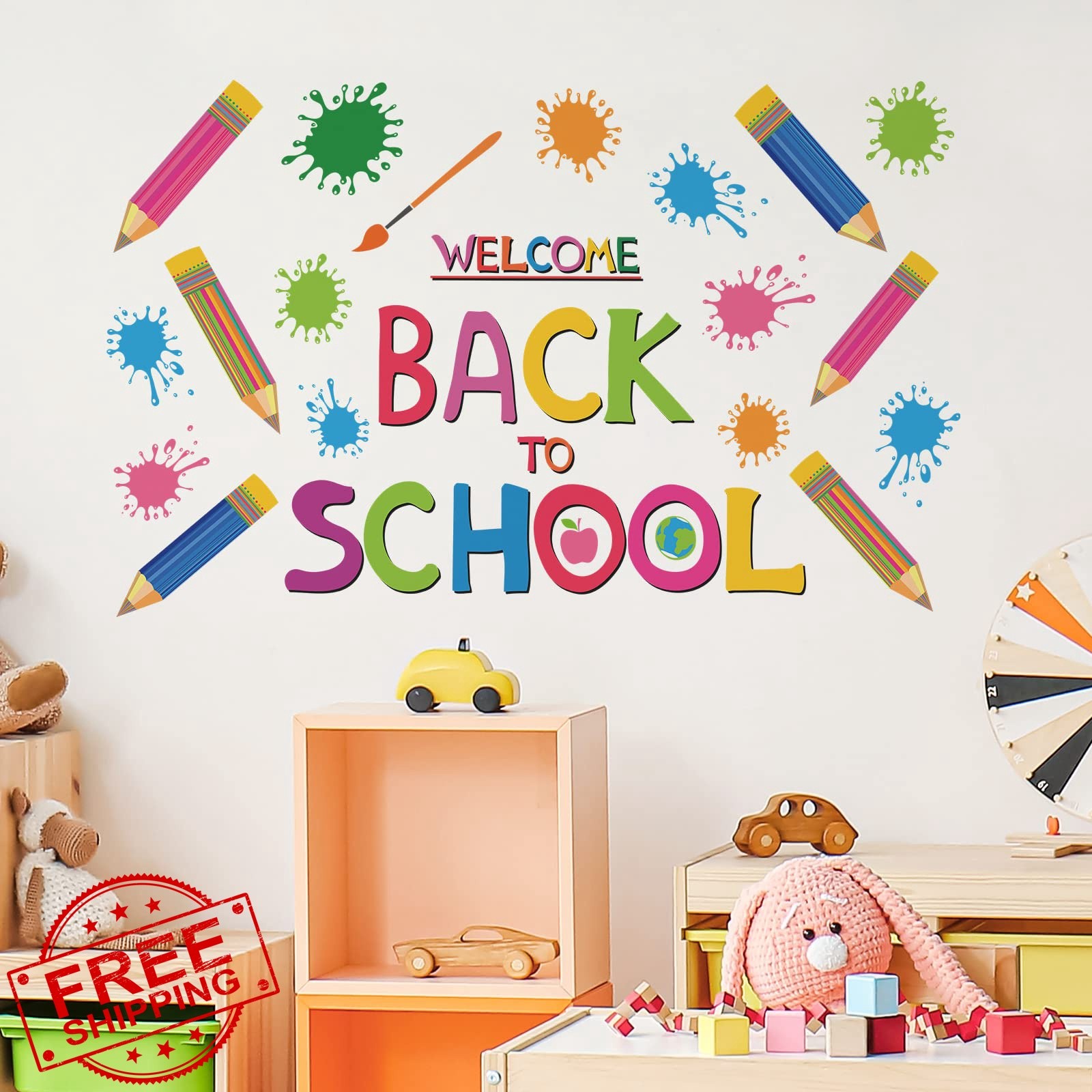 WINDVALE Back School Crayon Wall Decals