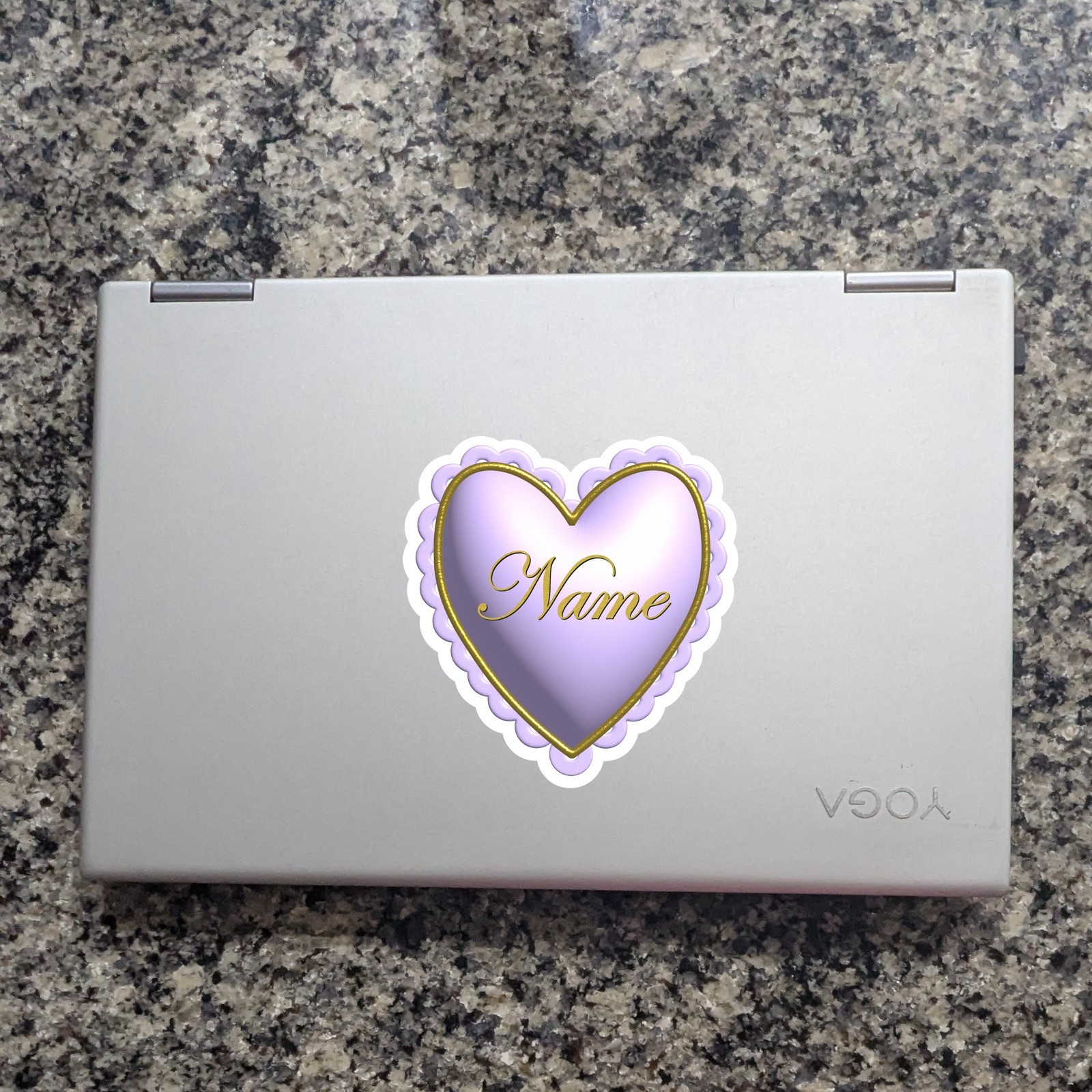 Personalized Vinyl Sticker Pink Heart Custom Name Bottle Laptop Phone Notebook