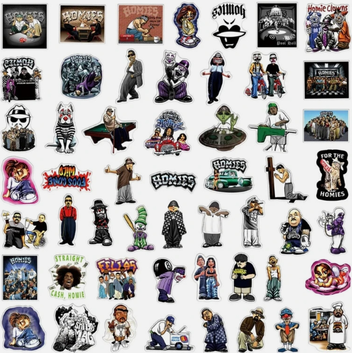 LOT OF 20 PCS random HOMIES 90's graffiti skateboard old school chicano cholo